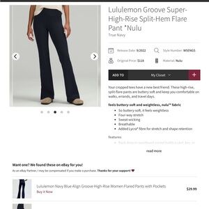 lululemon athletica True Navy Groove Super-High-Rise Split-Hem Flare Leggings